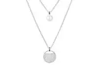 Moderne Silberkette 2-reihig Perle weiß rund 7-7.5 mm, Zirkonia, 43 cm, Gaura Pearls, Estland